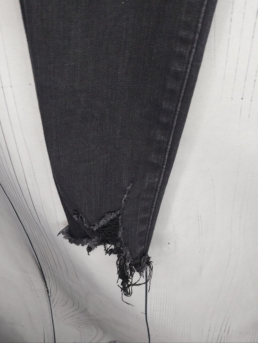 Abercrombie & Fitch High-Waist Black Skinny Distressed Raw Hem Ankle Edgy Jeans - Picture 8 of 10
